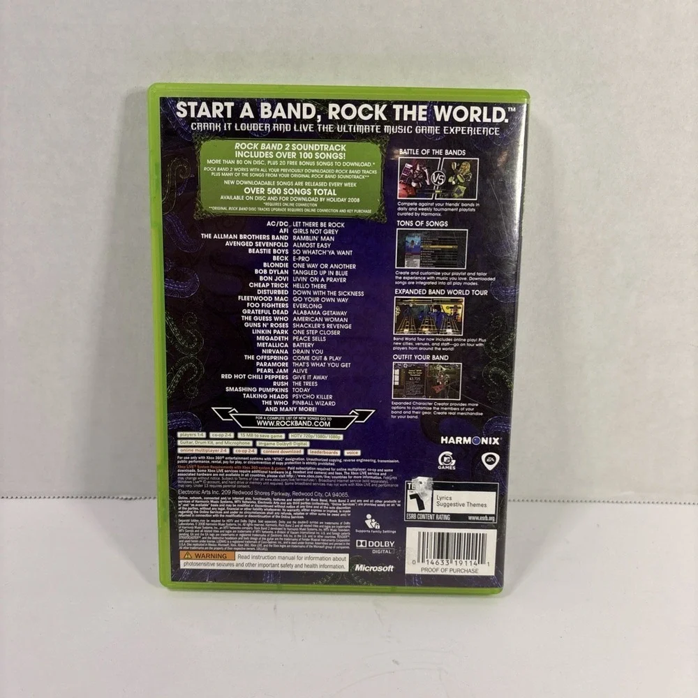 Rock Band 2 Xbox 360 Music/Rhythm Game CIB Tested